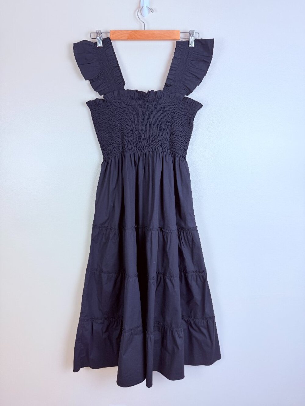 NWOT Hill House Home Ellie Nap Dress 97% Cotton Smocked Ruffle Midi L